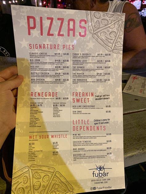Related Events. . Fubar pizza bar menu